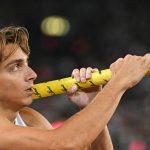 Sweden's Armand Duplantis reacts as he competes in the men's pole vault during the IAAF Diamond League athletics meeting, at the Letzigrund Stadium, in Zurich on August 27, 2026.