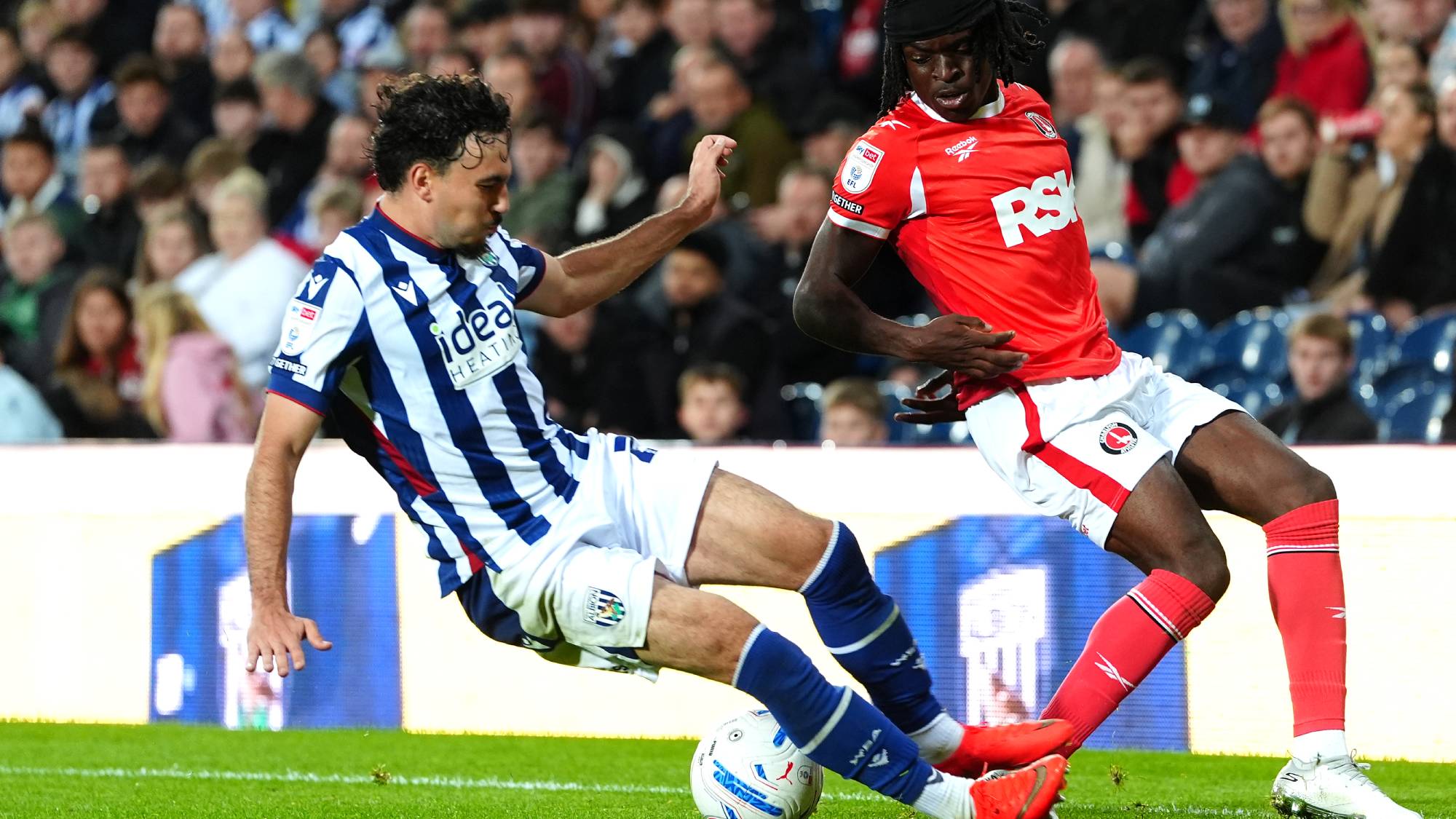 West Bromwich Albion's Callum Styles (left) and Charlton Athletic's Tyreece Campbell battle for the ball during the Sky Bet Championship match at The Hawthorns, West Bromwich. Picture date: Wednesday September 2, 2026. (Photo by David Davies/PA Images via Getty Images)