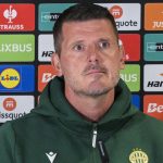 Borbély Balázs, a Ferencváros TC vezetőedzője Glasgow-ban.
