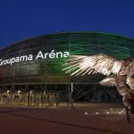 A nemzeti színekkel megvilágított Groupama Aréna a Németország-Magyarország labdarúgó-mérkőzés alatt 2021. június 23-án.