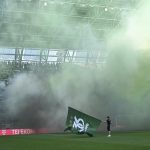 Ferencvárosi drukkerek a Groupama Arénában.