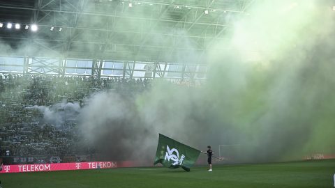Ferencvárosi drukkerek a Groupama Arénában.