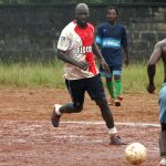 Football legend George Weah practises 18 September 2005 during a training match in Monrovia. War-torn Liberia is three weeks from a vote to choose its first elected government in eight years, with polls showing soccer star Weah losing ground but remaining atop the field of 22 presidential candidates. Though Weah remains the odds-on favorite to take first in the October 11 election if not win an absolute majority, mandating a second round in early November, his closest rivals are closing the gap in the provinces. Weah was the former striker of Paris St. Germain and AC Milan, and the only African ever to win FIFA's Footballer of the Year Award in 1995. An idol in Liberia, where he is known as "King George", Weah has also financed the national football team, called Lone Star, as a vehicle to maintain and develop the footballing infrastructure in the country. AFP PHOTO OLIVIER LABAN-MATTEI