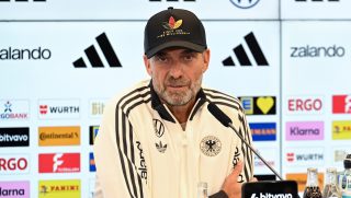 Jürgen Klopp a német válogatott sajtótájékoztatóján.