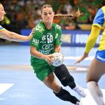 Helena Elver, a Győr (k) és Stine Eiberg Jorgensen, a Nyköbing Falster játékosa (b) a női kézilabda Bajnokok Ligája 2. fordulójának Győri Audi ETO KC - Nyköbing Falster mérkőzésén Győrben 2026. szeptember 12-én.