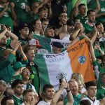 Irish fans support their team during the international football friendly match between Canada and Ireland ahead of the 2026 FIFA World Cup tournament at Saputo Stadium in Montreal, Canada, on June 5, 2026. (Photo by Horacio Zamora/Eyepix Group/NurPhoto)