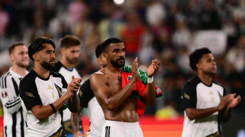 Juventus’ Argentine forward #31 Nico Gonzalez (L) and Juventus’ Brazilian defender #3 Bremer celebrate winning the UEFA Europa League 1st round day 1 football match between Juventus and NEC Nijmegen at the Allianz Stadium in Turin on September 17, 2026.