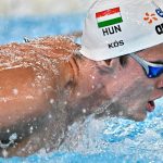 Hungary's Hubert Kos competes in the final of the men's 200m individual medley swimming event during the LEN European Aquatics Championships at the Olympic Aquatic Centre in Saint-Denis, northern suburbs of Paris, on August 16, 2026.