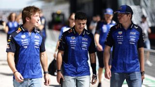 Liam Lawson, Isack Hadjar és Max Verstappen.