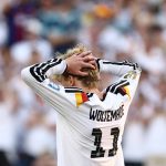 Germany's forward #11 Nick Woltemade reacts after missing a penalty kick during the penalty shootout of the 2026 World Cup round of 32 football match between Germany and Paraguay at the Boston Stadium in Foxborough on June 29, 2026.