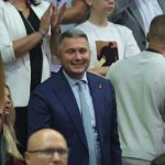 Radoslaw Piesiewicz attends the EuroBasket 2025 game between Slovenia and Poland in Katowice, Poland, on August 28, 2025. (Photo by Mateusz Birecki/NurPhoto)