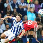 West Bromwich Albion #4 Callum Styles and Charlton Athletic #19 Millenic Alli compete for the ball as the linesman raises his flag in the background during the Sky Bet Championship match between West Bromwich Albion and Charlton Athletic at The Hawthorns in West Bromwich, on September 2, 2026. (Photo by Stuart Leggett/MI News/NurPhoto via Getty Images)