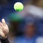 USA's Ben Shelton serves the ball to Netherlands' Tallon Griekspoor (off frame) during the men's singles first round tennis match on day two of the US Open tennis tournament at the USTA Billie Jean King National Tennis Center in New York City on August 31, 2026.