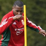 Vinícius Paulo a Portugália elleni világbajnoki selejtezőre készülő magyar labdarúgó-válogatott edzésén a Magyar Labdarúgó Szövetség telki edzőközpontjában 2017. március 20-án.