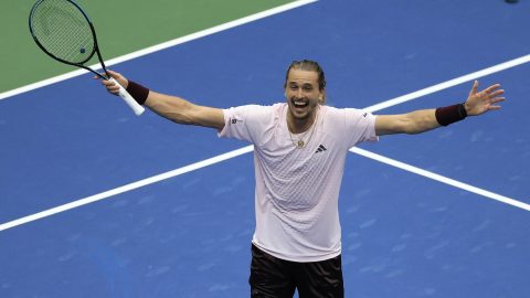Germany's Alexander Zverev celebrates defeating USA's Ben Shelton in the men's singles final tennis match on day fifteen of the US Open tennis tournament at the USTA Billie Jean King National Tennis Center in New York on September 13, 2026.