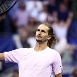 Germany's Alexander Zverev celebrates deafeating Netherlands' Botic van de Zandschulp during the men's singles quarter-final tennis match on day eleven of the US Open tennis tournament at the USTA Billie Jean King National Tennis Center in New York City on September 9, 2026.
