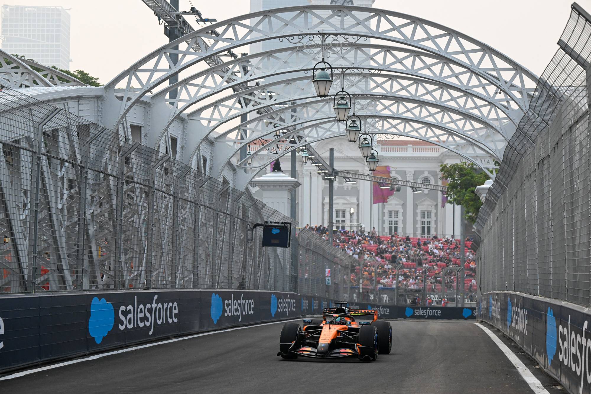 Oscar Piastri of Australia drives the number 81 McLaren Mastercard F1 Team MCL39 Mercedes during free practice at the Singapore Grand Prix at the Marina Bay Street Circuit in Singapore on October 9, 2026. (Photo by Alessio Morgese/NurPhoto)