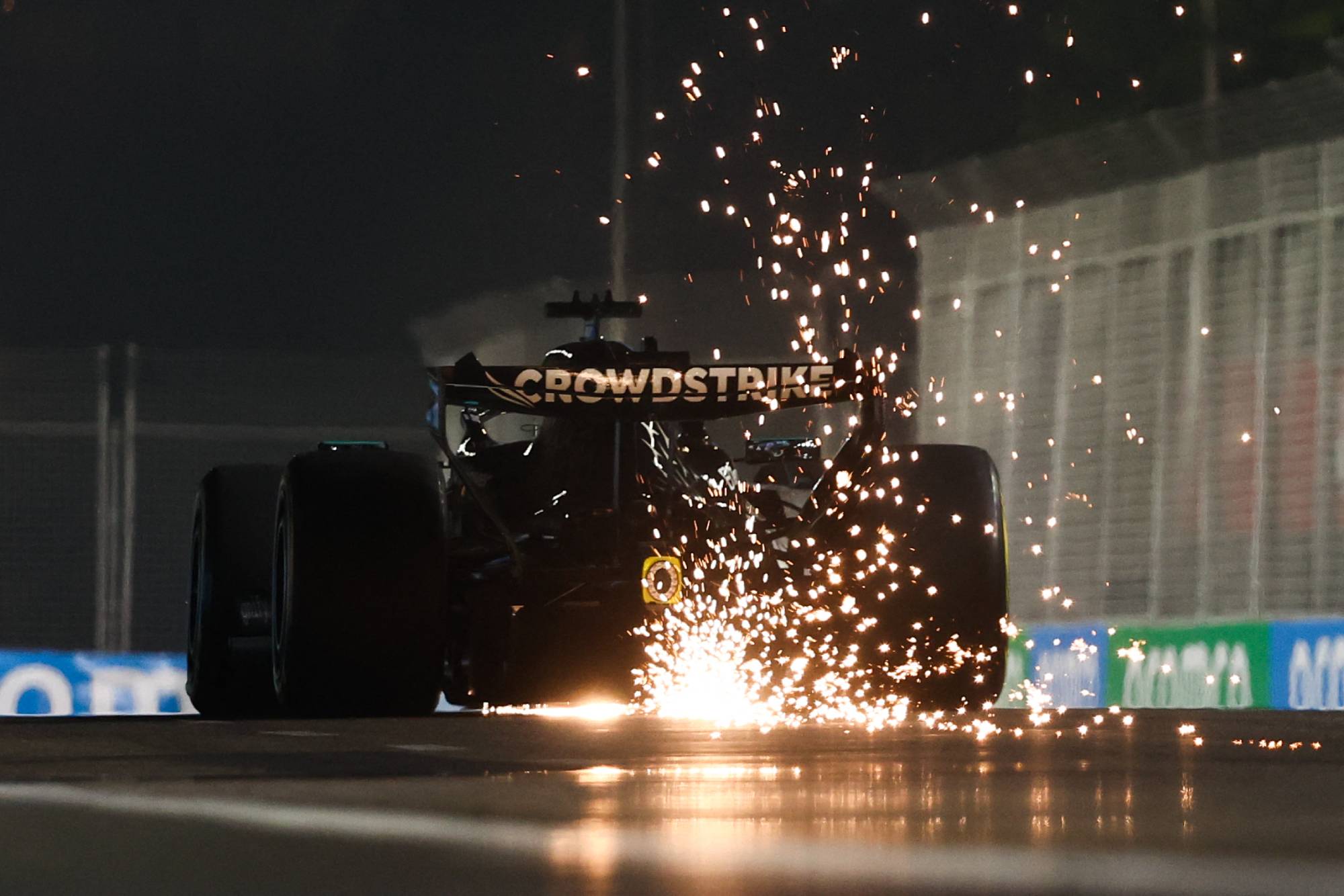 George Russell of Mercedes during the Sprint qualifying ahead of the Formula 1 Singapore Grand Prix at Marina Bay Street Circuit in Singapore on October 9, 2026. (Photo by Jakub Porzycki/NurPhoto)