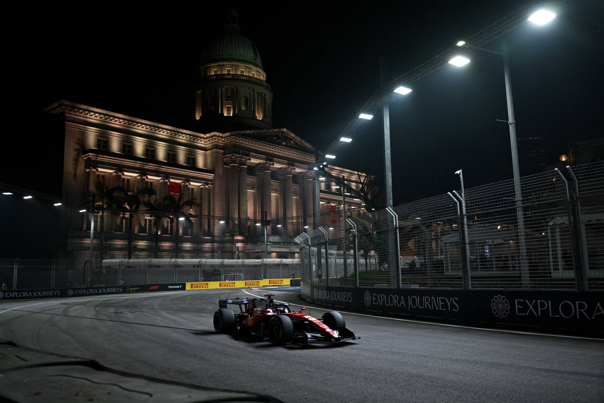 Charles Leclerc Ferrari's Monegasque driver Charles Leclerc steers his car during the sprint qualifying session ahead of the Formula One Singapore Grand Prix at the Marina Bay Street Circuit in Singapore on October 9, 2026.