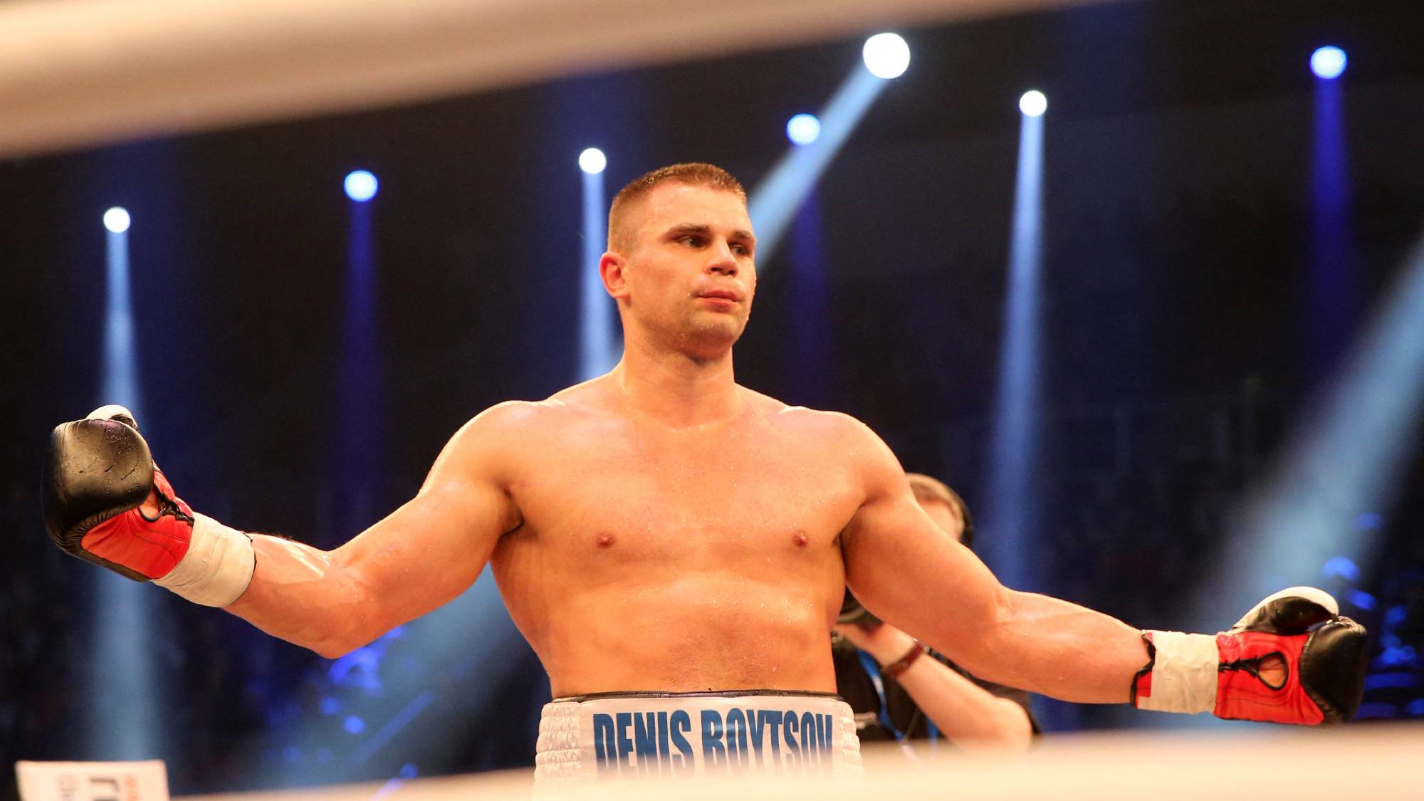 Denis Boytsov of Russia wins the heavyweight fight against Irineu Beato Costa Junior of Brazil in Rostock, Germany, 21 March 2015. Photo: BERND WUESTNECK/dpa