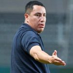 Efráin Juárez, az ETO FC vezetőedzője a labdarúgó Konferencia-liga selejtezőjének 2. fordulójában játszott ETO FC - Atert Bissen visszavágó mérkőzésen a győri ETO Stadionban 2026. július 30-án. A Győr 1-1-es döntetlent játszott, így 7-3-as összesítéssel továbbjutott.