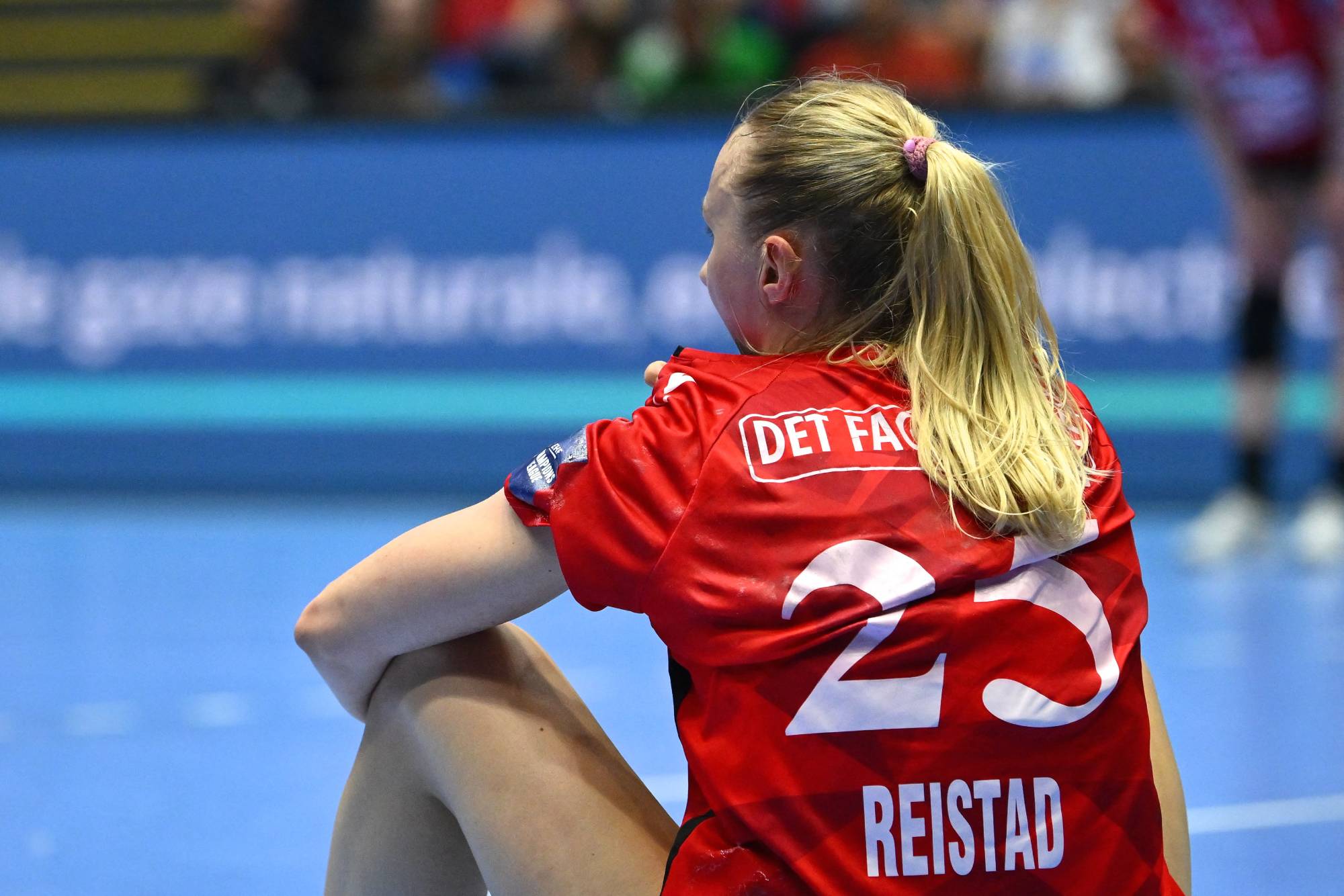 Henny Ella Reistad in action during the EHF Champions League Women 2024/25 quarter-final game between CSM Bucharest and Team Esbjerg on April 20, 2025, in Bucharest, Romania. (Photo by Alex Nicodim/NurPhoto) 