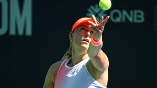 ADANA, TURKIYE - SEPTEMBER 29: Hungarian Dalma Galfi competes against Elena Micic of Australia (not seen) during their round of 32 match at the WTA 125 Adana Open Tennis Tournament at Adana Tennis, Mountain and Water Sports Club (ATDSK) in Adana, Turkiye on September 29, 2026. Yakup Saglam / Anadolu