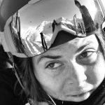 Juliette Willmann of France checks the face of Wildseeloder mountain during the Freeride World Tour on March 8, 2020 at Fieberbrunn ski Resort in Austria.