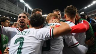 A magyar válogatott gólöröme a labdarúgó Nemzetek Ligája B divíziójának negyedik fordulójában játszott Ukrajna - Magyarország mérkőzésén.