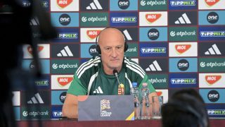Marco Rossi szövetségi kapitány a magyar labdarúgó-válogatott sajtótájékoztatóján az MLSZ Telki Edzőközpontjában 2026. október 1-jén.