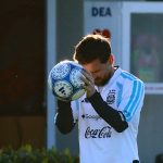 Argentina's Lionel Messi attends a training session at the Argentine Football Association (AFA) training complex in Ezeiza, on the outskirts of Buenos Aires, Argentina, on October 5, 2026, ahead of his final appearance for the national team in a friendly against Benin. (Photo by Matias Baglietto/NurPhoto)