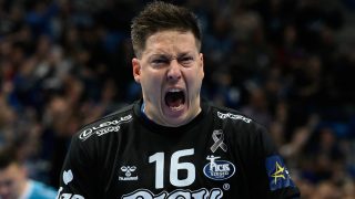 Mikler Roland, a Szeged kapusa a férfi kézilabda Bajnokok Liga csoportkörében játszott OTP Bank - Pick Szeged - Eurofarm Peliszter mérkőzésen a szegedi Pick Arénában 2025. november 20-án.