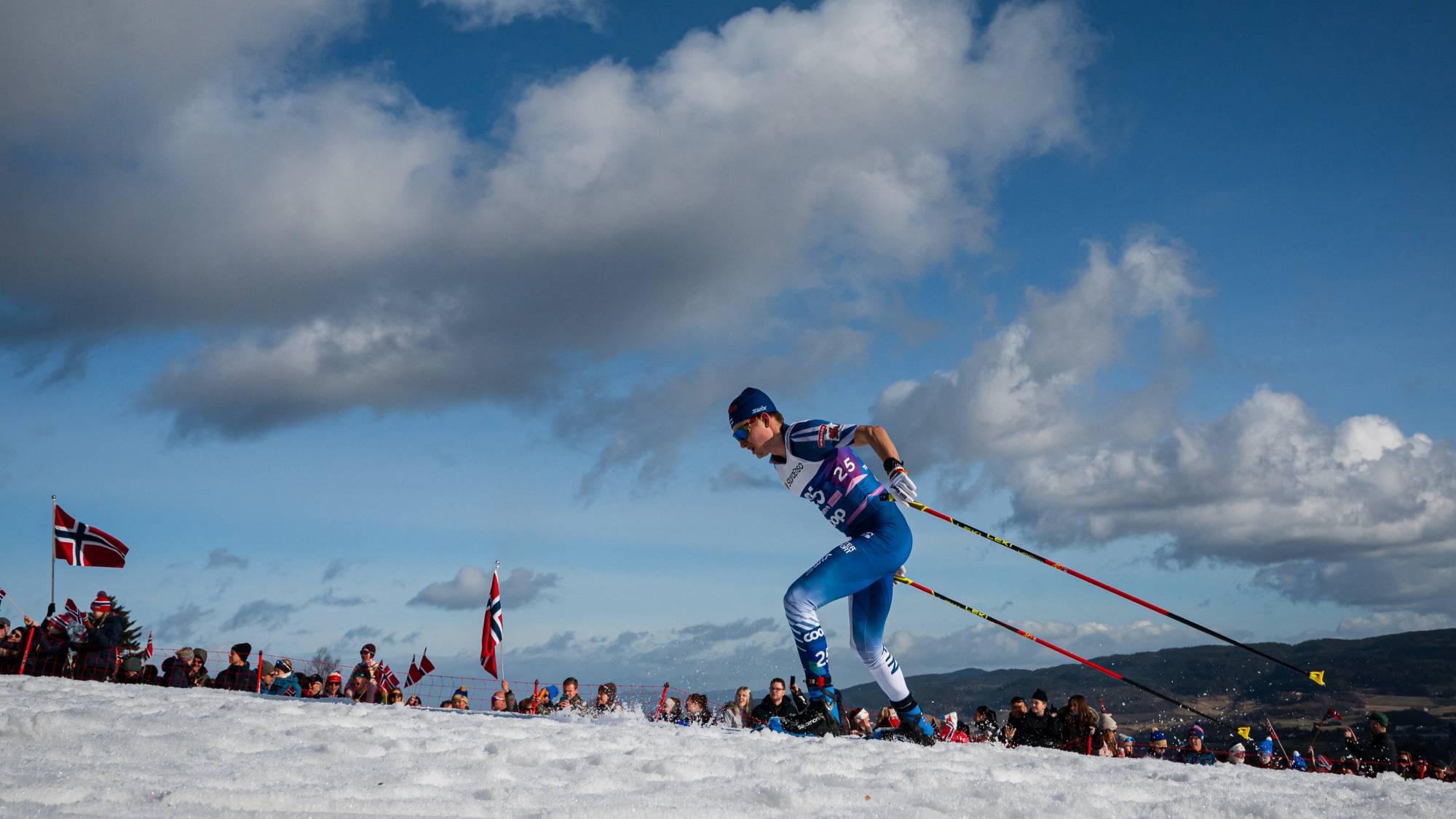 Finland’s Remi Lindholm competes during the men's 50km Mass Start Free event of the Cross Country discipline at the FIS Nordic World Ski Championships in Trondheim, Norway on March 8, 2025.
