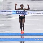 TOKYO, JAPAN - MARCH 03 : Ruti Aga (ETH) finishes at the 1st place of the Women Elite of the 13th Tokyo Marathon in Tokyo, Japan on Sunday 3rd March 2019. David MAREUIL / Anadolu Agency