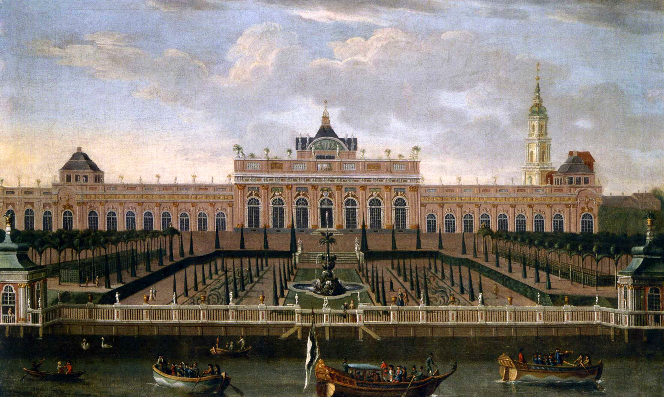 Monbijou-palota a háttérben a Szent Szófia-templommal, 1739/1740 körül