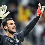 Sergio Rico of Al Gharafa SC reacts during the AFC Champions League elite west football match between Qatar's Al Gharafa SC and Saudi Arabia's Al Nassr FC at Al-Bayt Stadium in Al Khor, Qatar, on November 25, 2024. (Photo by Noushad Thekkayil/NurPhoto)