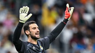Sergio Rico of Al Gharafa SC reacts during the AFC Champions League elite west football match between Qatar's Al Gharafa SC and Saudi Arabia's Al Nassr FC at Al-Bayt Stadium in Al Khor, Qatar, on November 25, 2024. (Photo by Noushad Thekkayil/NurPhoto)