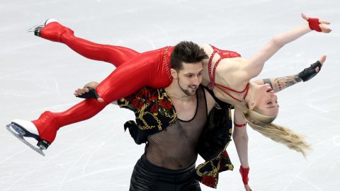 Ignateva Mariia és Szemko Danijil Leonyidovics ritmustánca a jégtáncosok versenyében, a sheffieldi műkorcsolya és jégtánc Európa-bajnokságon 2026. január 16-án.