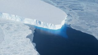 A Thwaites-gleccser a NASA felvételén.