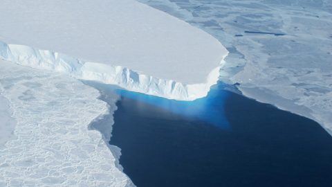 A Thwaites-gleccser a NASA felvételén.