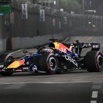 Red Bull Racing's Dutch driver Max Verstappen steers his car during the sprint qualifying session ahead of the Formula One Singapore Grand Prix at the Marina Bay Street Circuit in Singapore on October 9, 2026.
