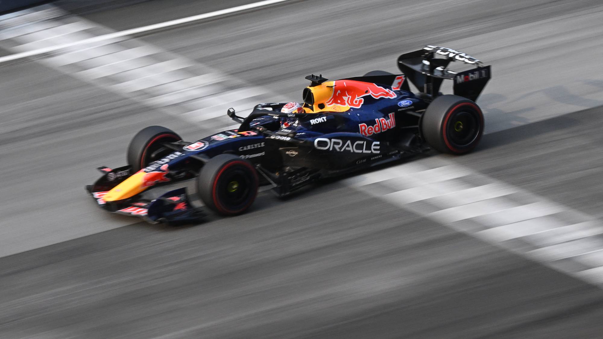 Red Bull Racing's Dutch driver Max Verstappen steers his car during the Formula One Bahrain Grand Prix in Sepang on October 4, 2026.