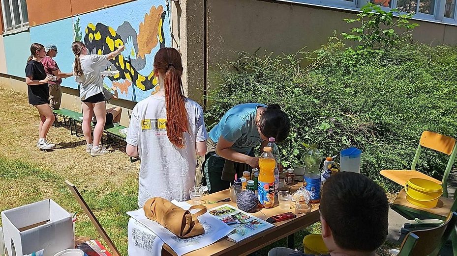 Diákok falfestményei tüntették el a szombathelyi iskola faláról a graffitit