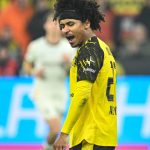 Karim Adeyemi a Borussia Dortmund és a Borussia Mönchengladbach Bundesliga-mérkőzésén.