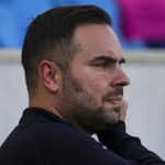 Horváth Dávid, az MTK vezetőedzője, a labdarúgó OTP Bank Liga 29. fordulójában játszott MTK Budapest-Ferencvárosi TC mérkőzésen a Hidegkuti Nándor Stadionban.