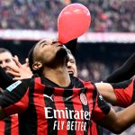 Christopher Nkunku, az AC Milan támadója a Hellas Verona elleni Serie A-meccsen.