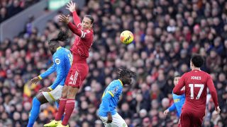 Virgil van Dijk, a Liverpool csapatkapitánya a Wolves elleni Premier League-mérkőzésen.