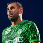 Böde Dániel, a Paks játékosa a labdarúgó Konferencia Liga selejtezőjében a 3. fordulóban játszott Paksi FC - Polisszja Zsitomir visszavágó mérkőzésen Pakson, a Fehérvár úti stadionban 2025. augusztus 14-én. A Paks 2-1-re győzött, de 4-2-es összesítéssel kiesett a sorozatból.