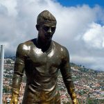 Portugal, Madeira Island, Funchal, statue of footballer Cristiano Ronaldo native of the island