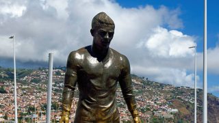 Portugal, Madeira Island, Funchal, statue of footballer Cristiano Ronaldo native of the island
